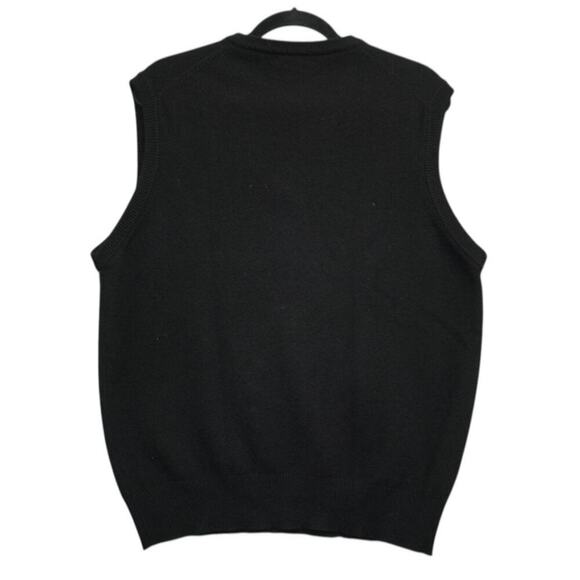 Alan Paine Luxury Knitwear Black Wool Sweater Vest Men’s UK 40R Classic V-Neck - Picture 3 of 4